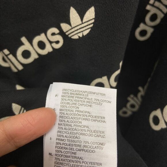 Adidas Originals 'Logomania' repeat logo zip hoodie in black size M - Picture 8 of 8